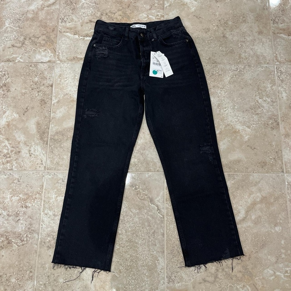Zara High Rise Straight Leg Jeans